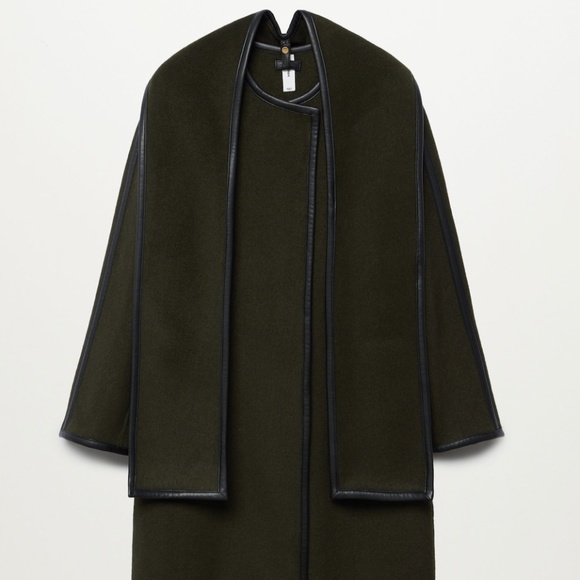 MANGO Green Coat w/ Matching Scarf Size S - Picture 2 of 6